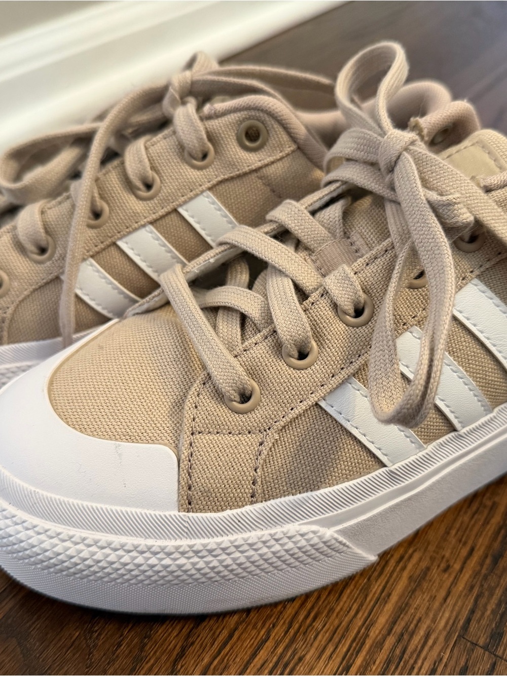 adidas Women’s Bravada Platform Canvas Sneakers with White Stripes